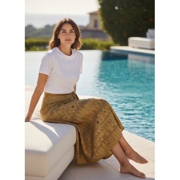 Ralph Lauren Dresses & Skirts - Lauren Ralph Lauren Southern Western Aztec Wrap Midi Skirt Women 8 China Linen
